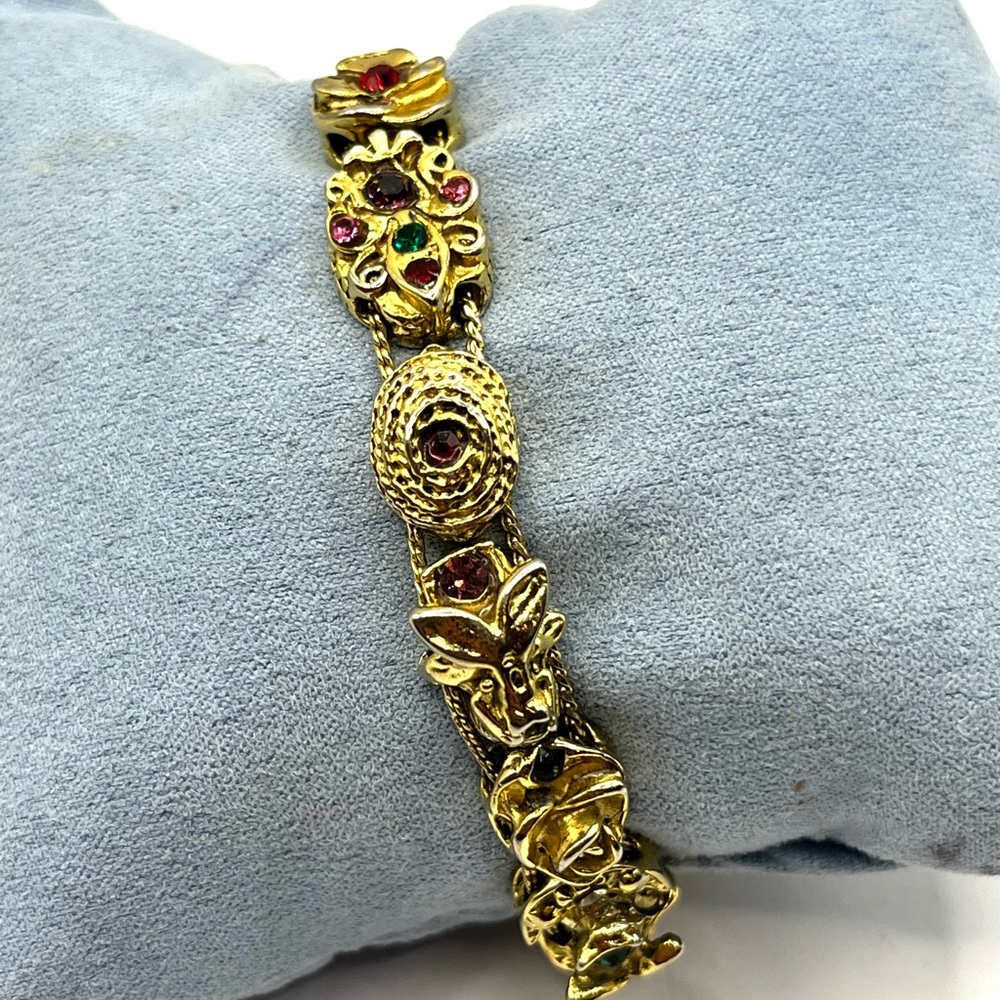 Gold and Multicolor Gemstone Bracelet